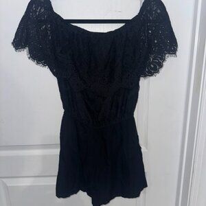 BB Dakota Black Lace Romper XS NWT
